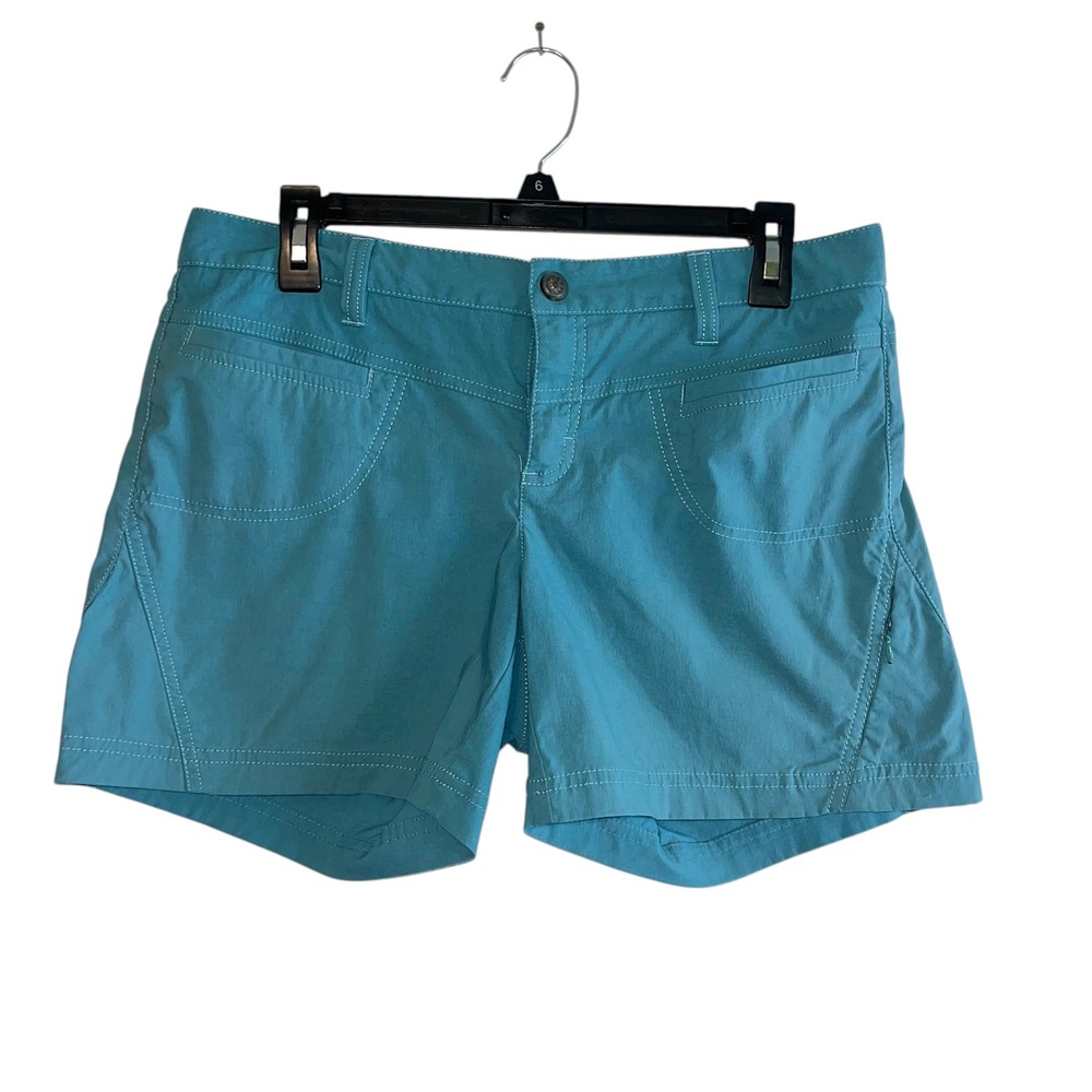 Athleta Trekkie Hiking Shorts M Teal Blue Womens Size 10 Stretch Outdoor